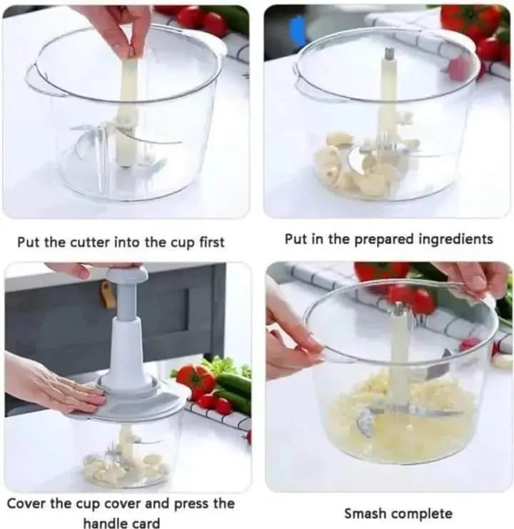 1.5L Manual Food Chopper – Hand Press Vegetable & Fruit Cutter (Random Color)